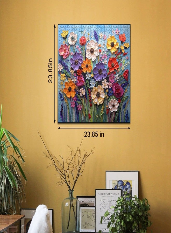 PICKFORU Colorful Flower Puzzles for Adults, Mosaic Plant Floral Puzzle Art, Spring Flower Garden Jigsaw Puzzles 1000 Pieces Painting - Image 4